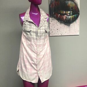 Vintage by Lisa distressed reconstructed flannel